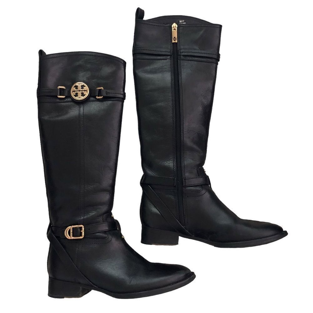 Tory Burch Tall Black Leather Riding Boots